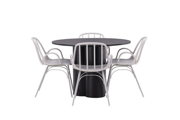 Venture Home OliviaDiningTable-Black/BlackVeneer+DyrönDiningChair-GreigePolypropylene_4