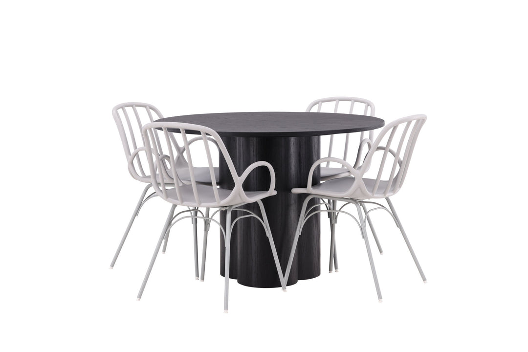 Venture Home OliviaDiningTable-Black/BlackVeneer+DyrönDiningChair-GreigePolypropylene_4
