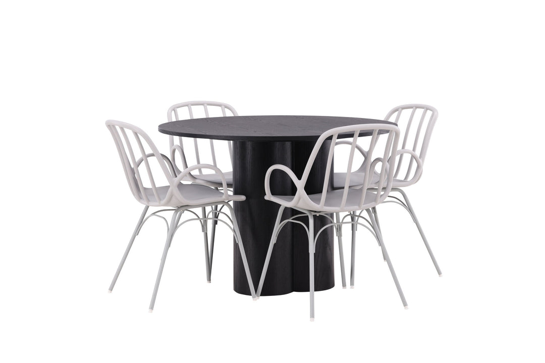 Venture Home OliviaDiningTable-Black/BlackVeneer+DyrönDiningChair-GreigePolypropylene_4