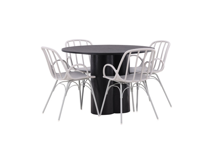 Venture Home OliviaDiningTable-Black/BlackVeneer+DyrönDiningChair-GreigePolypropylene_4