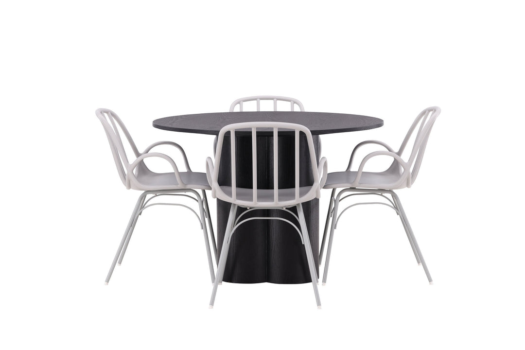 Venture Home OliviaDiningTable-Black/BlackVeneer+DyrönDiningChair-GreigePolypropylene_4