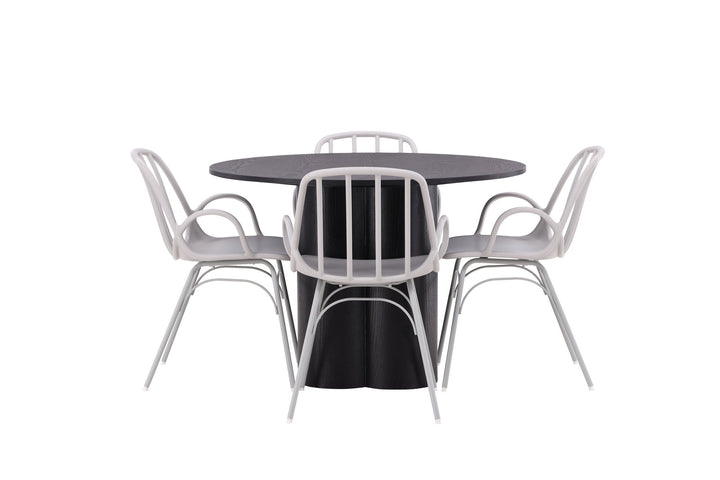 Venture Home OliviaDiningTable-Black/BlackVeneer+DyrönDiningChair-GreigePolypropylene_4