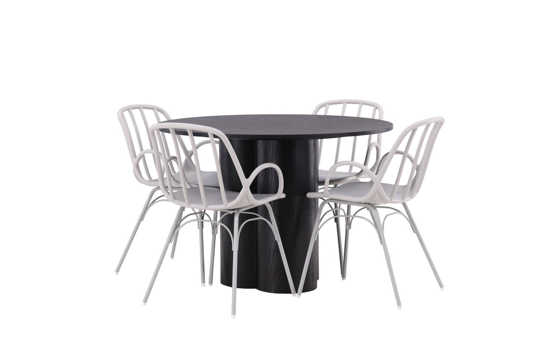 Venture Home OliviaDiningTable-Black/BlackVeneer+DyrönDiningChair-GreigePolypropylene_4