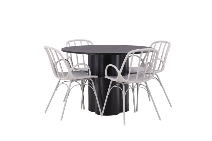 Venture Home OliviaDiningTable-Black/BlackVeneer+DyrönDiningChair-GreigePolypropylene_4