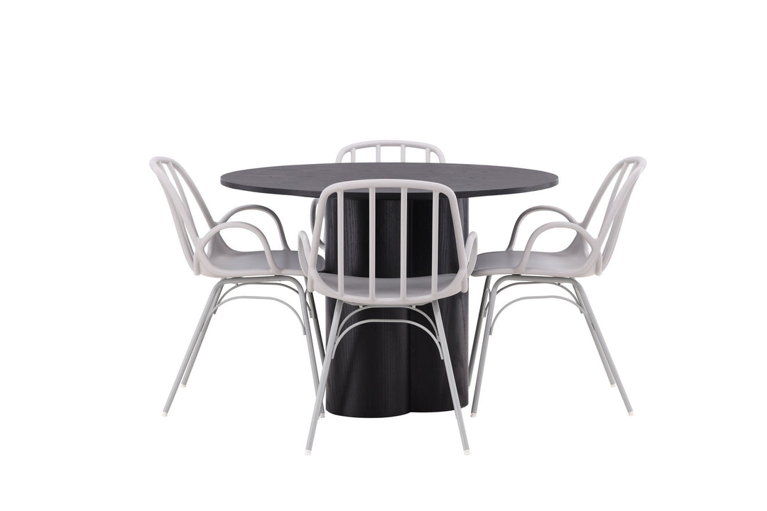 Venture Home OliviaDiningTable-Black/BlackVeneer+DyrönDiningChair-GreigePolypropylene_4