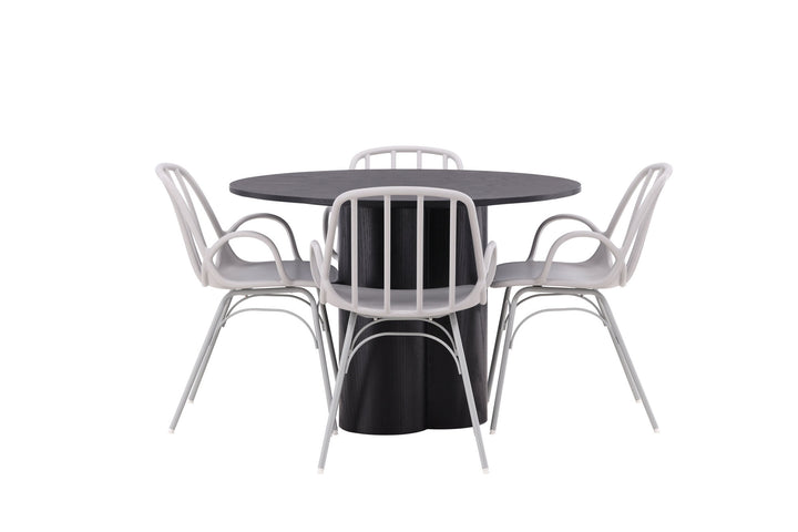 Venture Home OliviaDiningTable-Black/BlackVeneer+DyrönDiningChair-GreigePolypropylene_4
