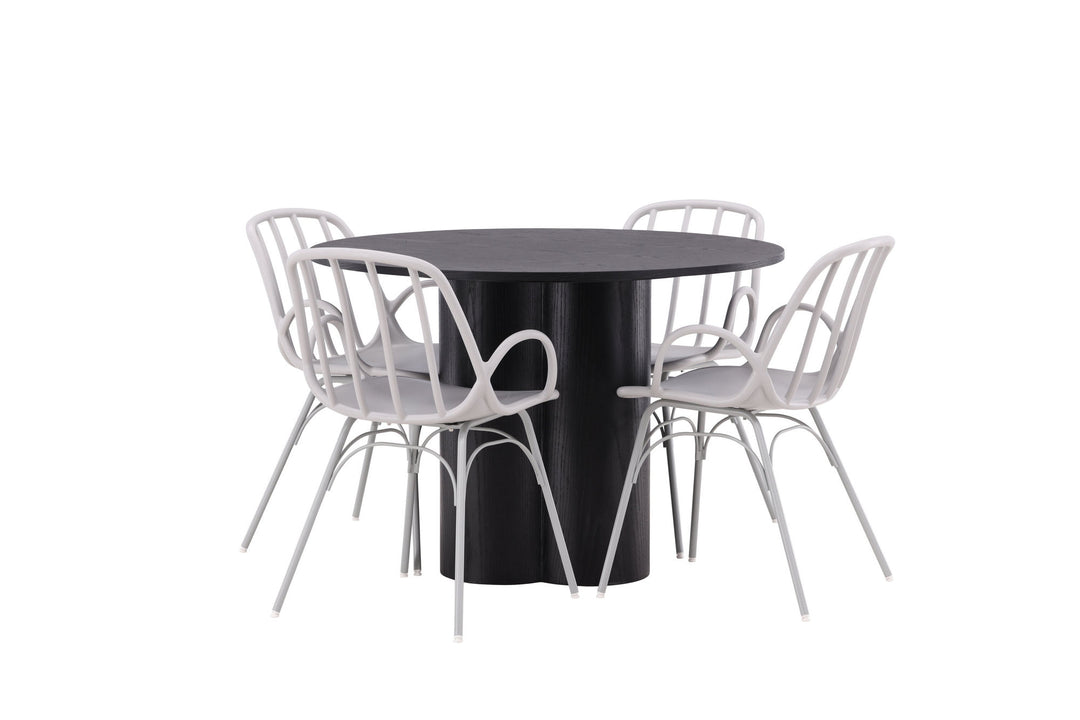 Venture Home OliviaDiningTable-Black/BlackVeneer+DyrönDiningChair-GreigePolypropylene_4