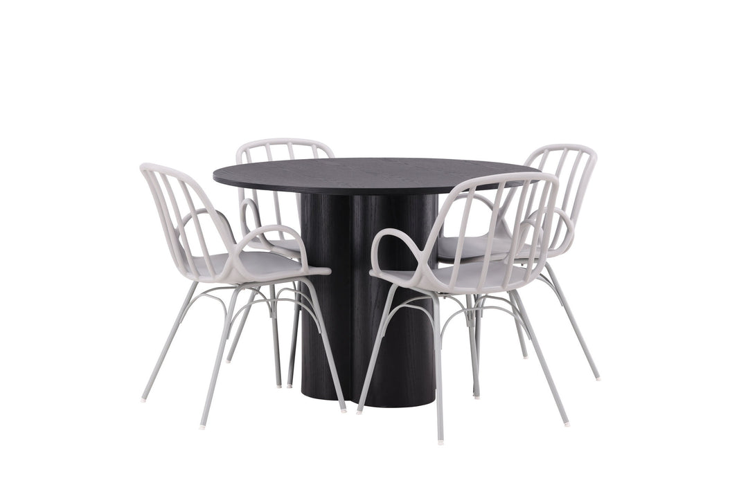 Venture Home OliviaDiningTable-Black/BlackVeneer+DyrönDiningChair-GreigePolypropylene_4