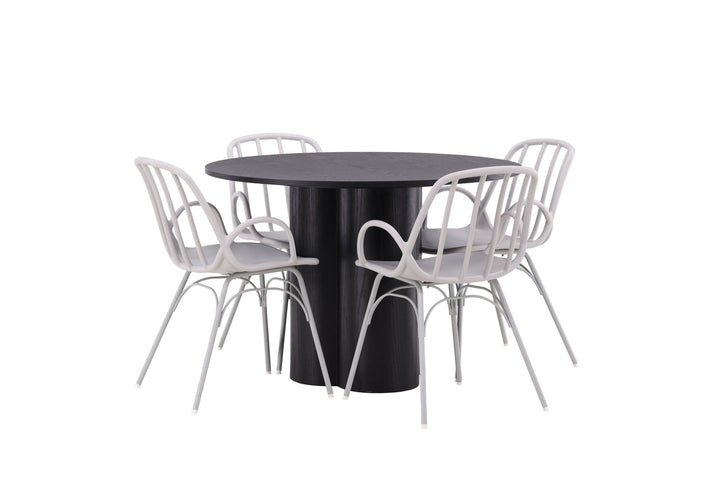 Venture Home OliviaDiningTable-Black/BlackVeneer+DyrönDiningChair-GreigePolypropylene_4