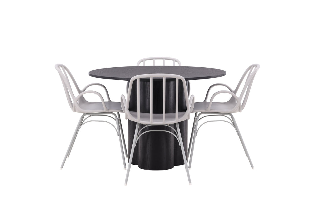 Venture Home OliviaDiningTable-Black/BlackVeneer+DyrönDiningChair-GreigePolypropylene_4