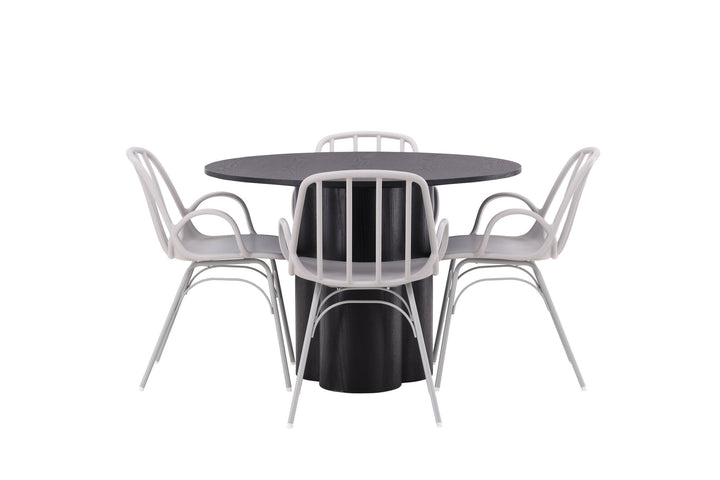 Venture Home OliviaDiningTable-Black/BlackVeneer+DyrönDiningChair-GreigePolypropylene_4