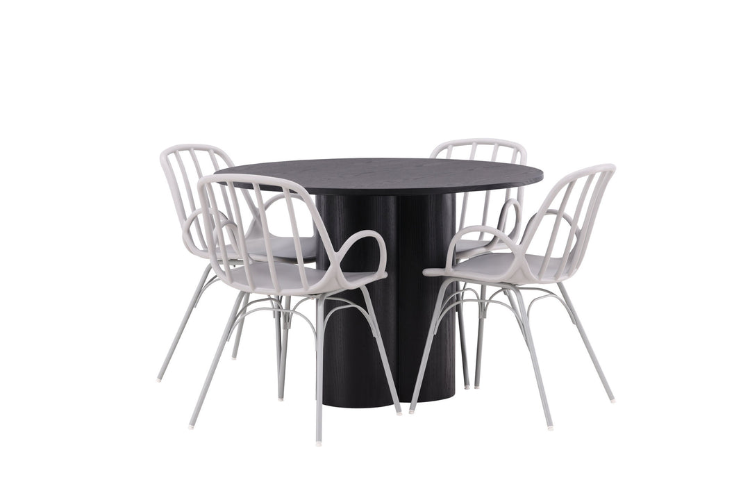 Venture Home OliviaDiningTable-Black/BlackVeneer+DyrönDiningChair-GreigePolypropylene_4