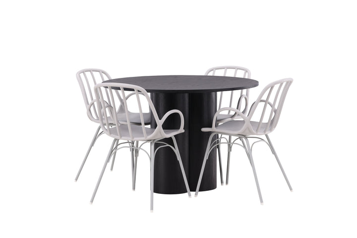 Venture Home OliviaDiningTable-Black/BlackVeneer+DyrönDiningChair-GreigePolypropylene_4