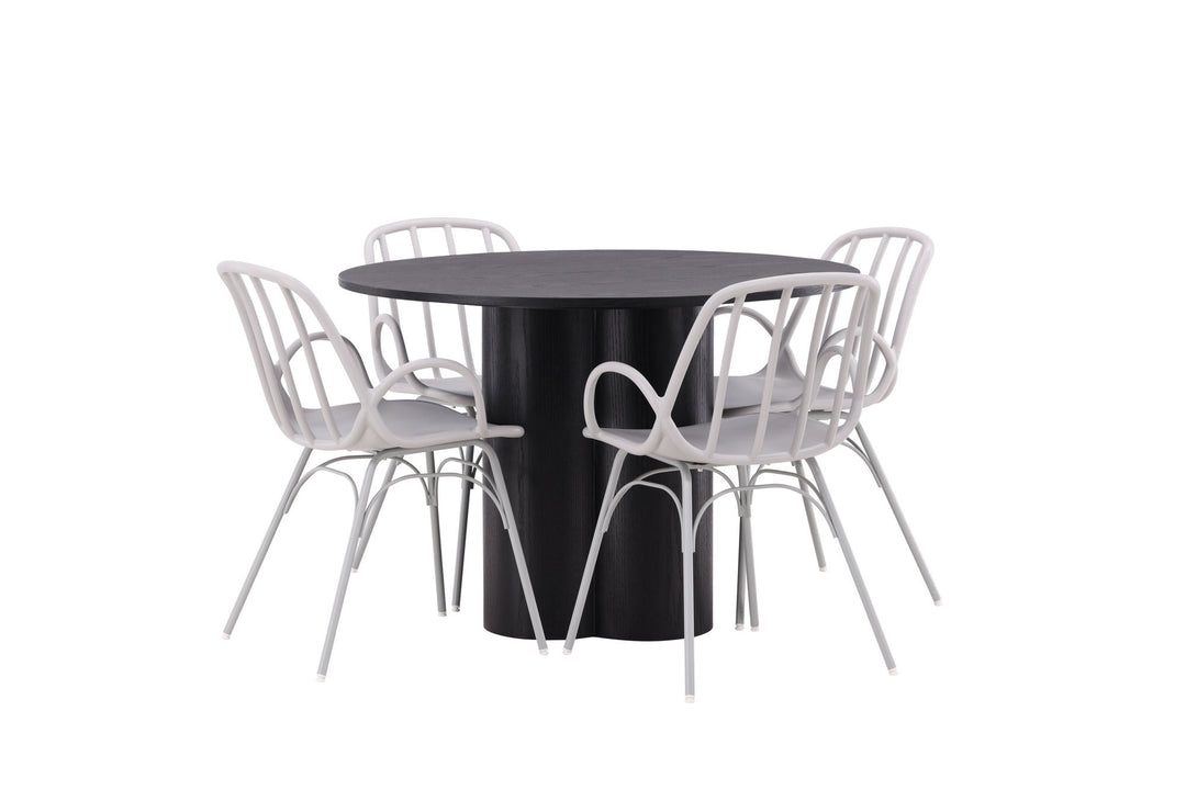Venture Home OliviaDiningTable-Black/BlackVeneer+DyrönDiningChair-GreigePolypropylene_4
