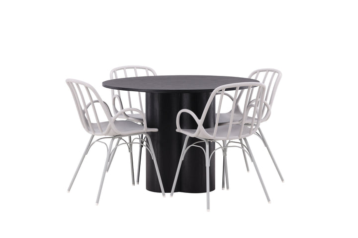 Venture Home OliviaDiningTable-Black/BlackVeneer+DyrönDiningChair-GreigePolypropylene_4