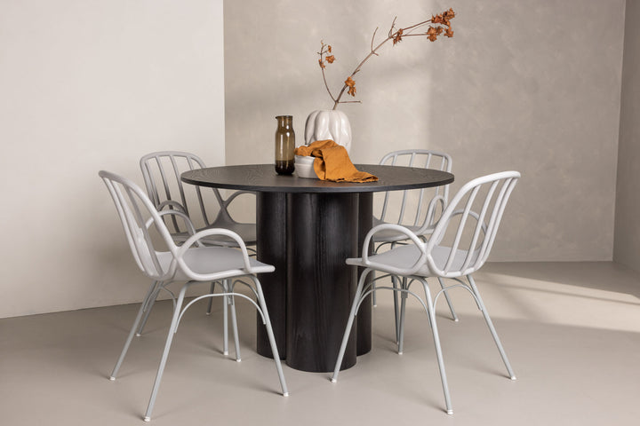 Venture Home OliviaDiningTable-Black/BlackVeneer+DyrönDiningChair-GreigePolypropylene_4