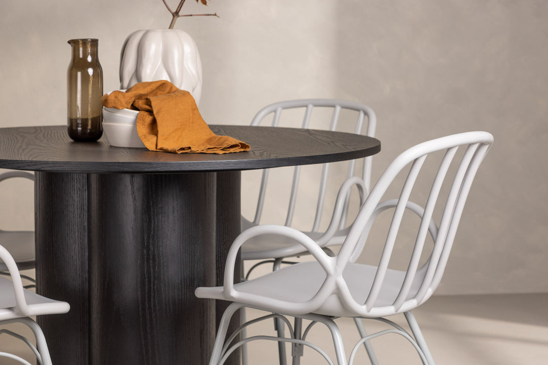 Venture Home OliviaDiningTable-Black/BlackVeneer+DyrönDiningChair-GreigePolypropylene_4