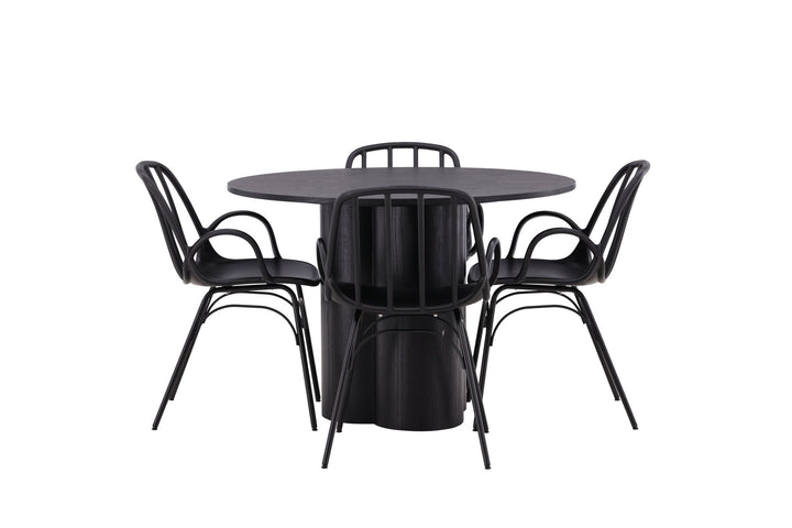 Venture Home OliviaDiningTable-Black/BlackVeneer+DyrönDiningChair-BlackPolypropylene_4