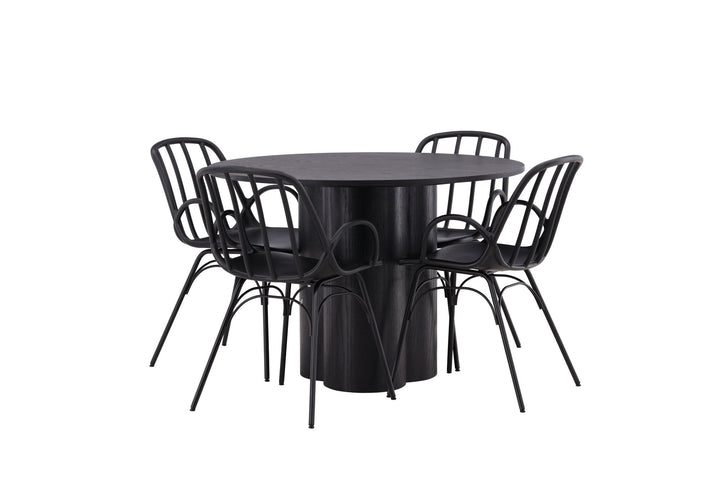Venture Home OliviaDiningTable-Black/BlackVeneer+DyrönDiningChair-BlackPolypropylene_4