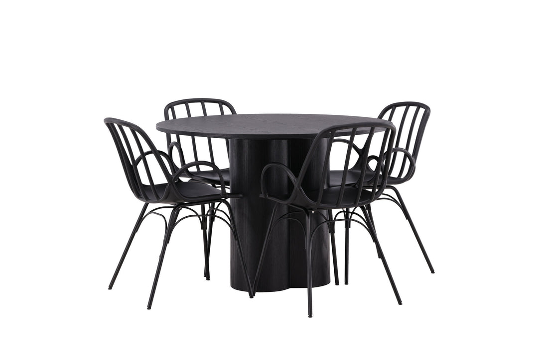 Venture Home OliviaDiningTable-Black/BlackVeneer+DyrönDiningChair-BlackPolypropylene_4