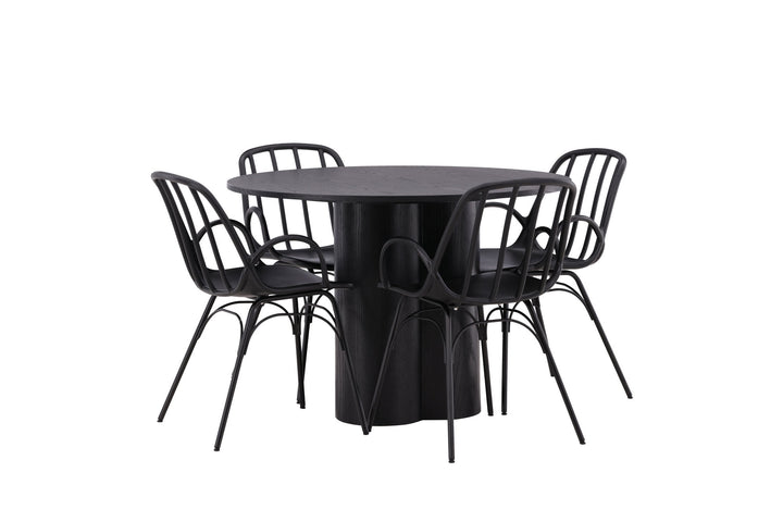 Venture Home OliviaDiningTable-Black/BlackVeneer+DyrönDiningChair-BlackPolypropylene_4