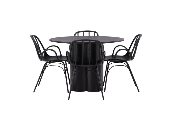 Venture Home OliviaDiningTable-Black/BlackVeneer+DyrönDiningChair-BlackPolypropylene_4