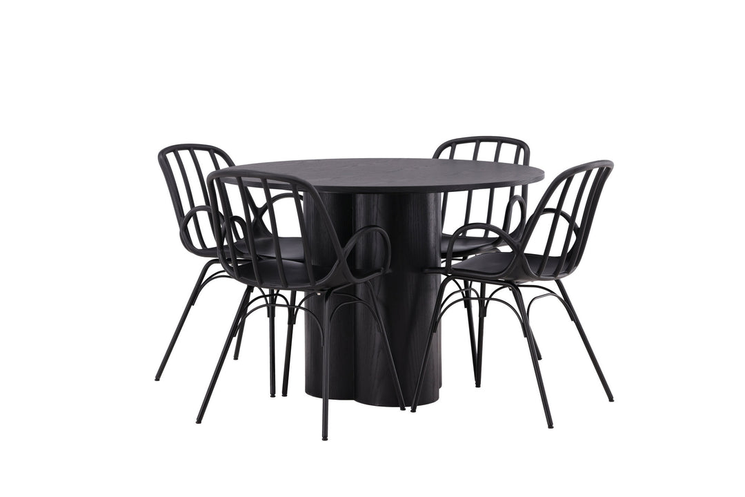 Venture Home OliviaDiningTable-Black/BlackVeneer+DyrönDiningChair-BlackPolypropylene_4
