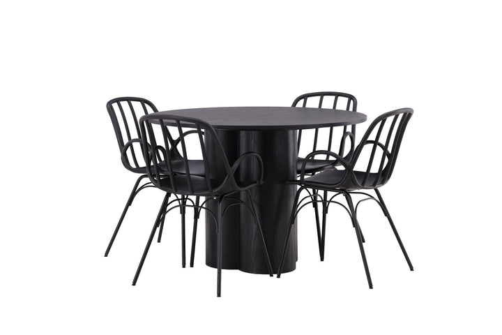 Venture Home OliviaDiningTable-Black/BlackVeneer+DyrönDiningChair-BlackPolypropylene_4