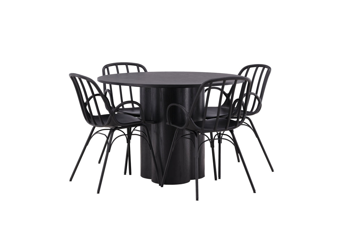 Venture Home OliviaDiningTable-Black/BlackVeneer+DyrönDiningChair-BlackPolypropylene_4