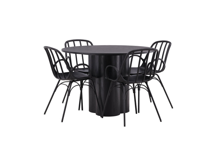 Venture Home OliviaDiningTable-Black/BlackVeneer+DyrönDiningChair-BlackPolypropylene_4