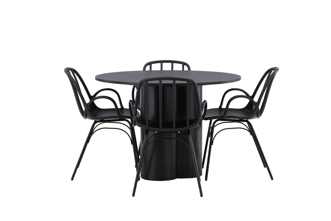 Venture Home OliviaDiningTable-Black/BlackVeneer+DyrönDiningChair-BlackPolypropylene_4