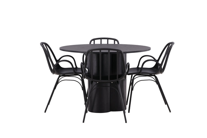 Venture Home OliviaDiningTable-Black/BlackVeneer+DyrönDiningChair-BlackPolypropylene_4