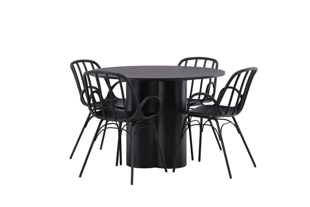 Venture Home OliviaDiningTable-Black/BlackVeneer+DyrönDiningChair-BlackPolypropylene_4