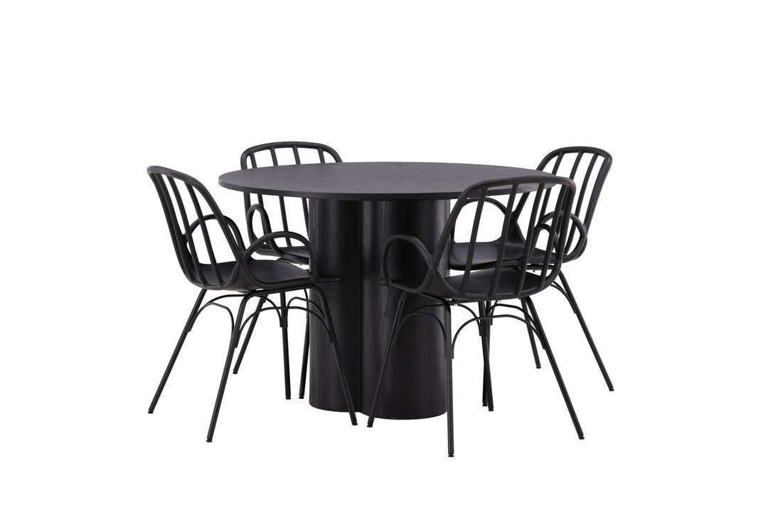 Venture Home OliviaDiningTable-Black/BlackVeneer+DyrönDiningChair-BlackPolypropylene_4