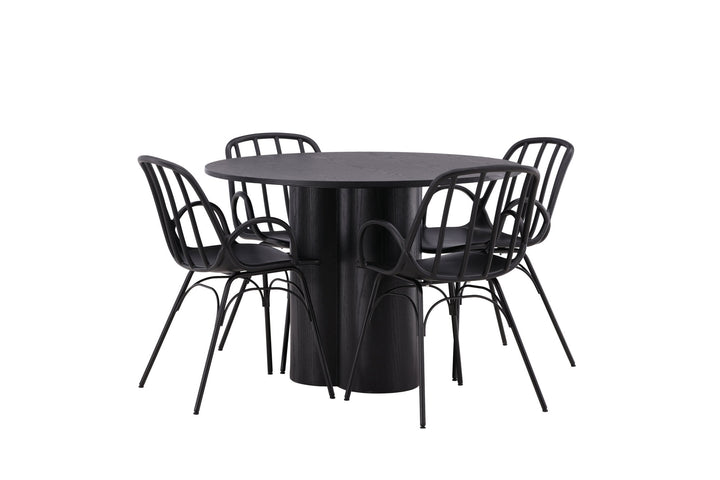Venture Home OliviaDiningTable-Black/BlackVeneer+DyrönDiningChair-BlackPolypropylene_4