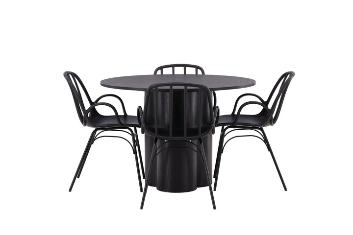 Venture Home OliviaDiningTable-Black/BlackVeneer+DyrönDiningChair-BlackPolypropylene_4