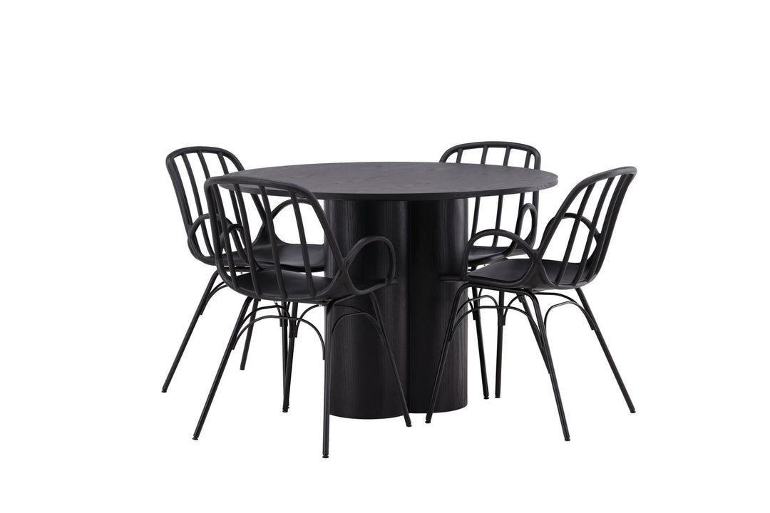 Venture Home OliviaDiningTable-Black/BlackVeneer+DyrönDiningChair-BlackPolypropylene_4