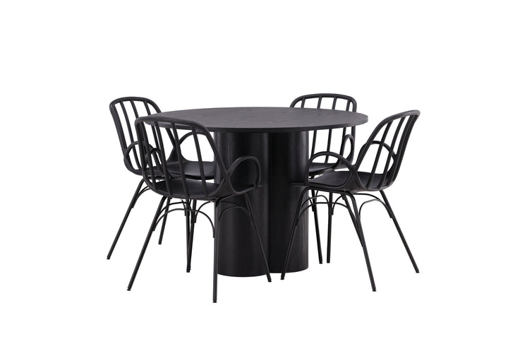 Venture Home OliviaDiningTable-Black/BlackVeneer+DyrönDiningChair-BlackPolypropylene_4