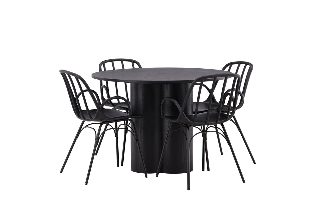 Venture Home OliviaDiningTable-Black/BlackVeneer+DyrönDiningChair-BlackPolypropylene_4