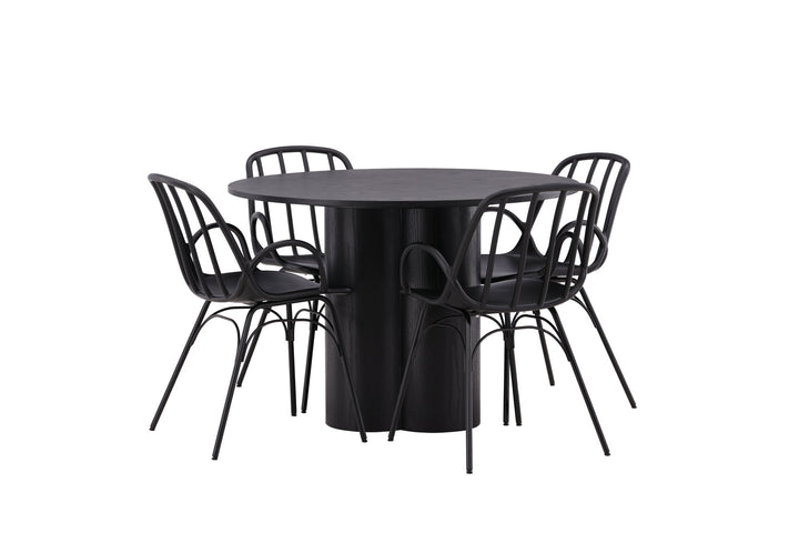 Venture Home OliviaDiningTable-Black/BlackVeneer+DyrönDiningChair-BlackPolypropylene_4