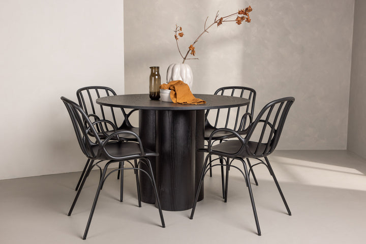 Venture Home OliviaDiningTable-Black/BlackVeneer+DyrönDiningChair-BlackPolypropylene_4