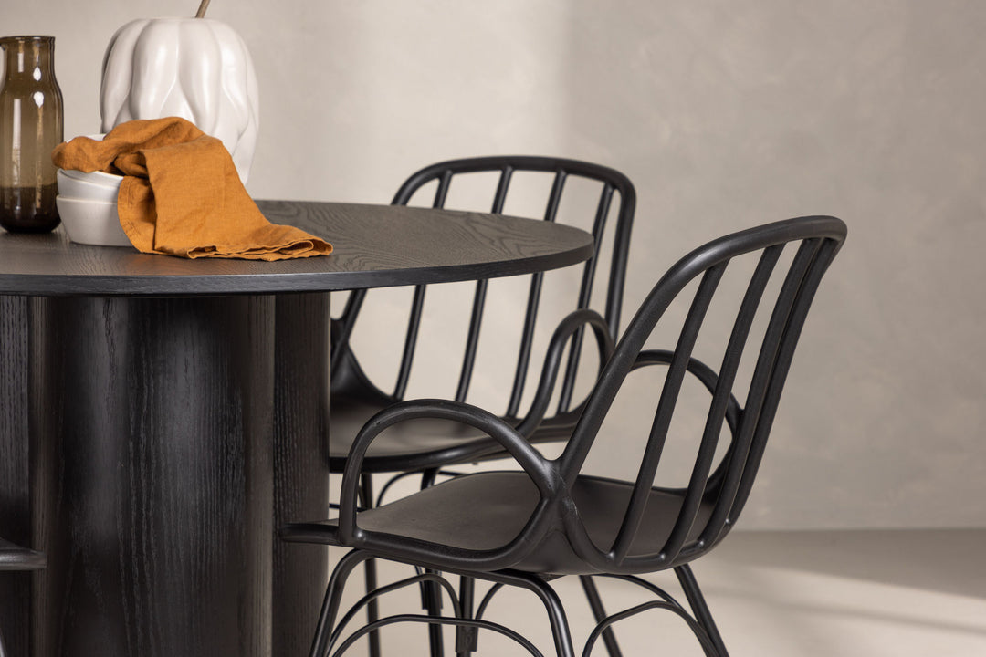 Venture Home OliviaDiningTable-Black/BlackVeneer+DyrönDiningChair-BlackPolypropylene_4