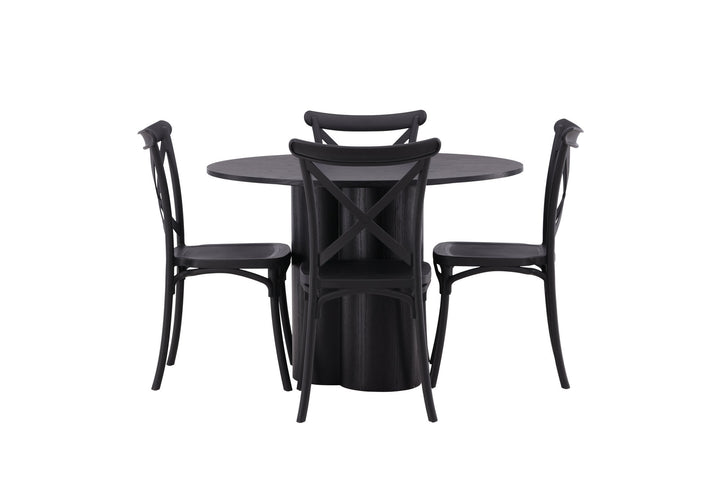 Venture Home OliviaDiningTable-Black/BlackVeneer+CrosettDiningChair-MatteBlack/MatteBlackPlastic_4