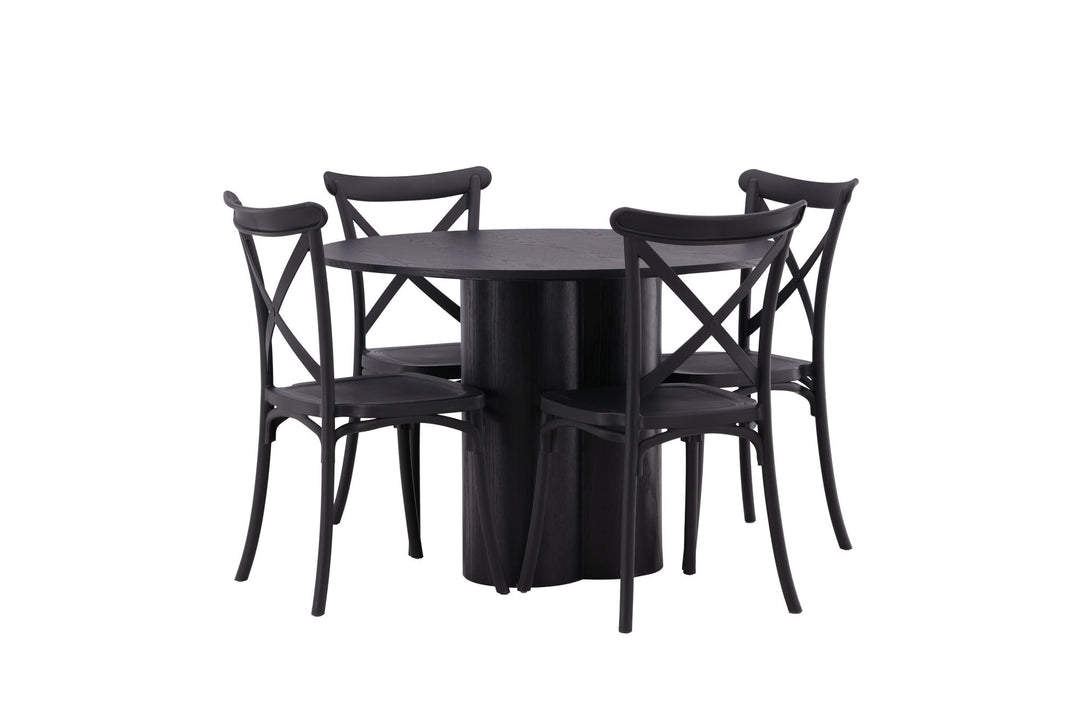 Venture Home OliviaDiningTable-Black/BlackVeneer+CrosettDiningChair-MatteBlack/MatteBlackPlastic_4
