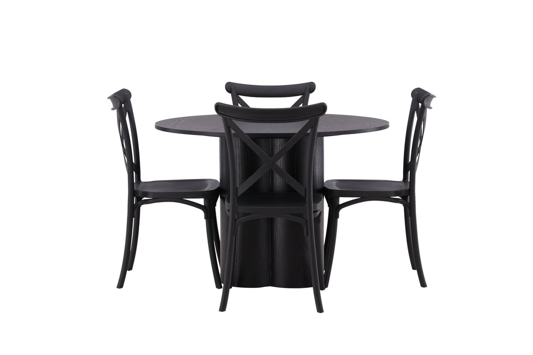 Venture Home OliviaDiningTable-Black/BlackVeneer+CrosettDiningChair-MatteBlack/MatteBlackPlastic_4