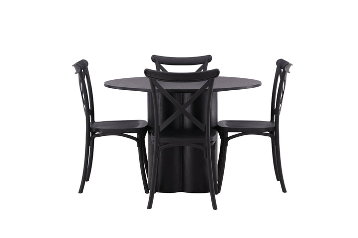 Venture Home OliviaDiningTable-Black/BlackVeneer+CrosettDiningChair-MatteBlack/MatteBlackPlastic_4