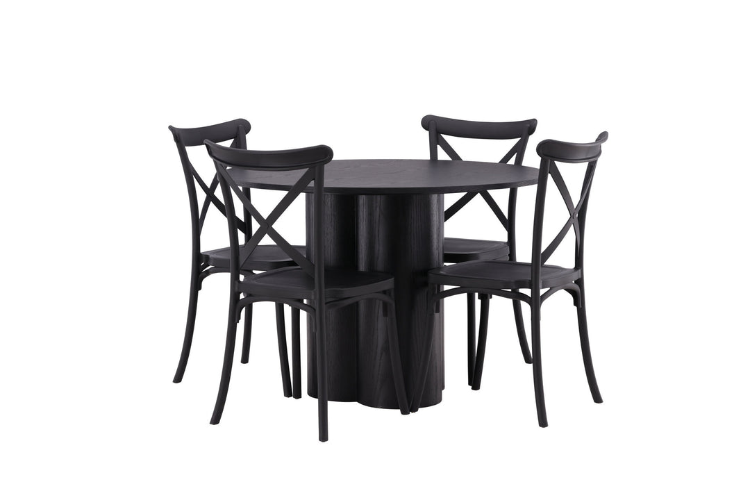 Venture Home OliviaDiningTable-Black/BlackVeneer+CrosettDiningChair-MatteBlack/MatteBlackPlastic_4