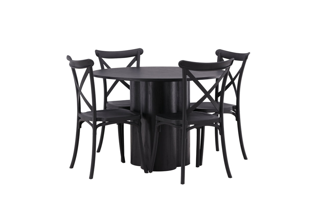 Venture Home OliviaDiningTable-Black/BlackVeneer+CrosettDiningChair-MatteBlack/MatteBlackPlastic_4