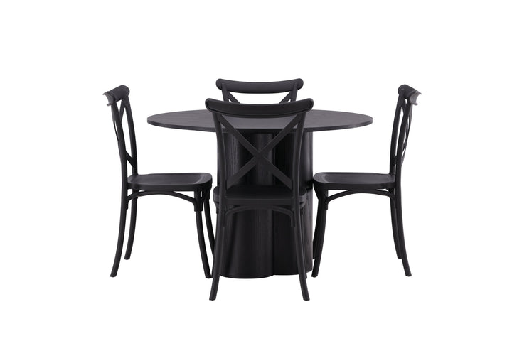 Venture Home OliviaDiningTable-Black/BlackVeneer+CrosettDiningChair-MatteBlack/MatteBlackPlastic_4