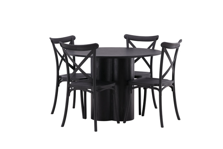 Venture Home OliviaDiningTable-Black/BlackVeneer+CrosettDiningChair-MatteBlack/MatteBlackPlastic_4
